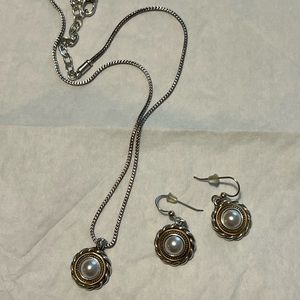 Brighton necklace & earrings set; two-toned;EC
